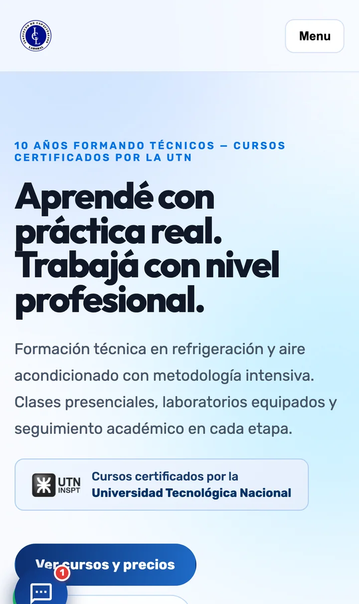 El sitio del instituto en teléfono